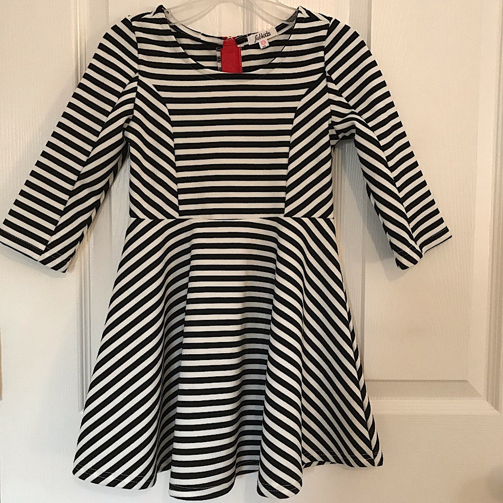 Black and white striped dress